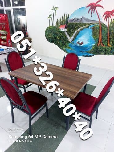 heyet ucun oturacaqlar: Qonaq otağı üçün, Yeni, Dördbucaq masa, 1 stul — 4