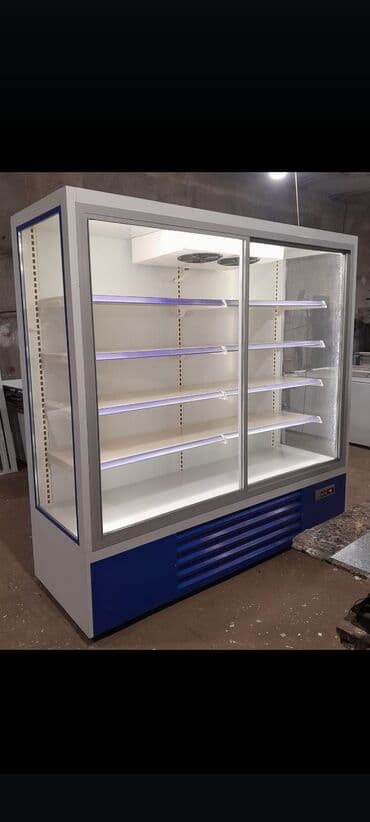 soyuducuların satışı: Qırmızı rəngdə, sürüşən şüşə qapıları olan ticarət soyuducusu — 3