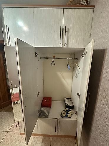 İşlənmiş, 4 qapılı, Güzgülü, Ağ, Açılan, Düz dolab — 2