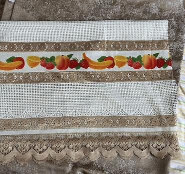 dəsmallar: Mətbəx üçün pərdə, 2 adet, 2x2mt, 2 adet ekstrə parça 2mtx75cm — 2