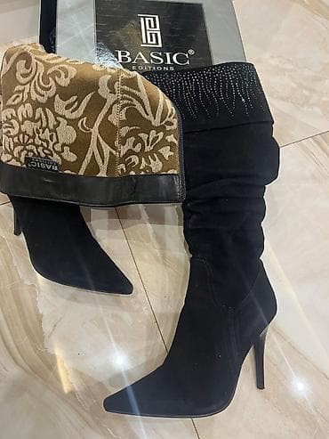 BASIC Editions qadın çəkmələri - Rəng: qara - Model: incə burunlu