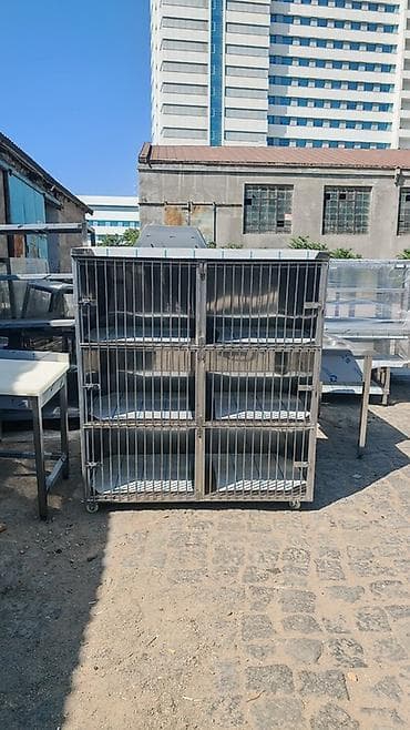 🐾 Paslanmaz Poladdan 6 Bölməli Baytarlıq Pişik Qəfəsi – Satışda! — 1