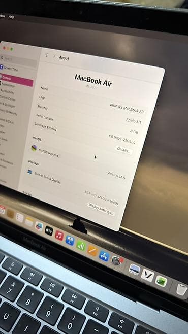 ikinci el macbook air: Apple MacBook Air 13.3" (M1, 2020) - Çip: Apple M1 - RAM: 8 GB - — 3
