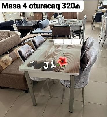 metbext: Mətbəx üçün, Yeni, Açılmayan, Dördbucaq masa, 4 stul — 1