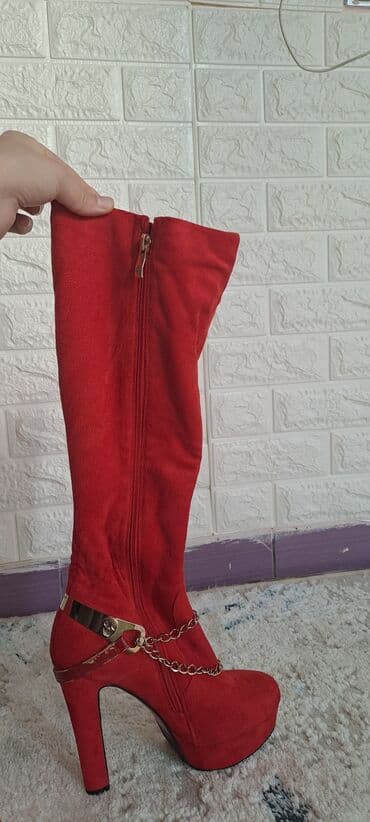 lak çəkmələr: Ölçü: 38, rəng - Qırmızı, Yeni — 7