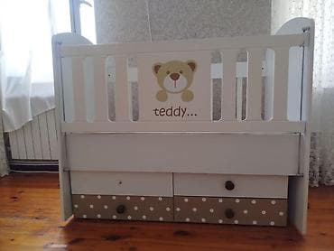 matras alti: Uşaq beşiyi – “Teddy” dizaynlı - Rəng: ağ, alt hissədə qəhvəyi-ağ — 4