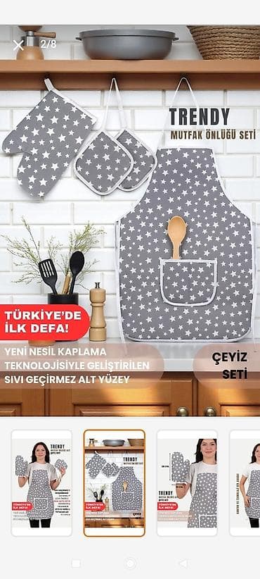 elceyler: Mətbəx üçün önlük və istiliyədavamlı əlcək dəsti - Dəst: 1 ədəd önlük — 7