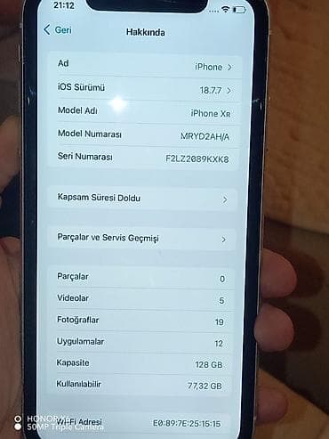 i̇phone telefonlar: IPhone Xr, 128 GB, Ağ, Qırıq — 6