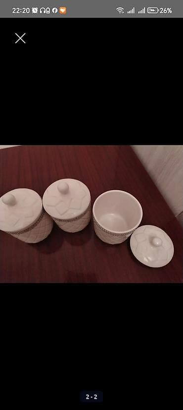 aksesuar qabi: Keramika ədviyyat/qənd qabları dəsti – 3 ədəd - Material: keramik - — 2