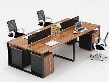 işci masa: Ofis üçün 4 nəfərlik işçi masası dəsti - Dizayn: müasir minimal — 1
