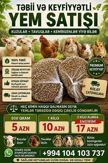 🐰 Dovşan və bütün gəmiricilər, kuzular üçün keyfiyyətli yem satışı 🐹🐭 lalafo.az -da 🐰 Dovşan və bütün gəmiricilər, kuzular üçün keyfiyyətli yem satışı 🐹🐭