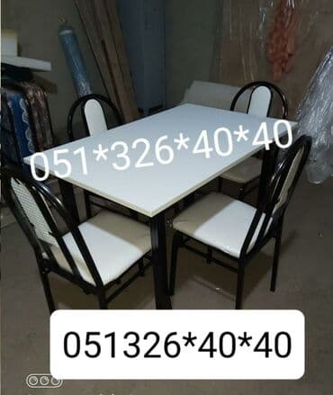 Masa və oturacaq dəstləri: Qonaq otağı üçün, Yeni, Dördbucaq masa, 4 stul — 19