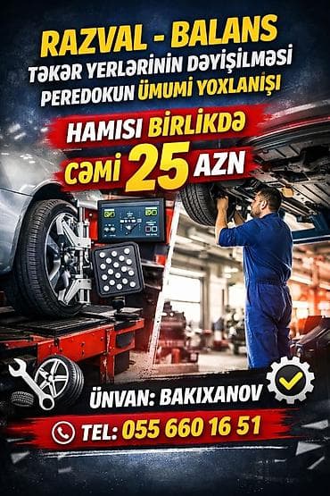 təkərli stollar: DADASH Auto Service – Baku, since 1998 Xidmətlər: - Razval və balans — 2