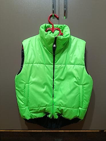 Neon-yaşıl rəngdə kişi/qadın uniseks şişmə jilet - Model: qoltsuz