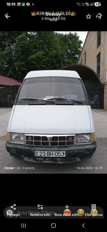 GAZelle (GAZ) mikroavtobus – ağ rəng, yüksək damlı, iki tərəfdən