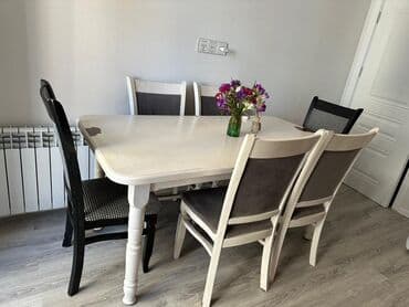 metbex stol stulları qiymetleri: Qonaq otağı üçün, İşlənmiş, Açılan, Dördbucaq masa, 6 stul — 5