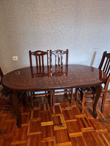 quxna usdolu: Qonaq otağı üçün, İşlənmiş, Açılan, Oval masa, 6 stul — 2