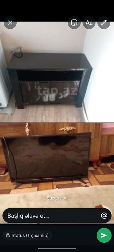 bosqab altligi: Düz TV altlığı, Polkalı, Şüşəli — 1