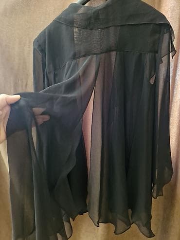 kombinezon: Qara şifon kardigan/bolero - Rəng: qara - Parça: yüngül, şəffaf şifon — 3