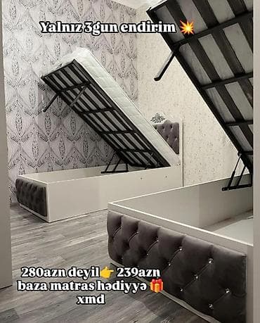 tek neferlik: Yalnız 3 gün endirim! Qaldırılan qapaqlı baza çarpayı - Yumşaq — 2