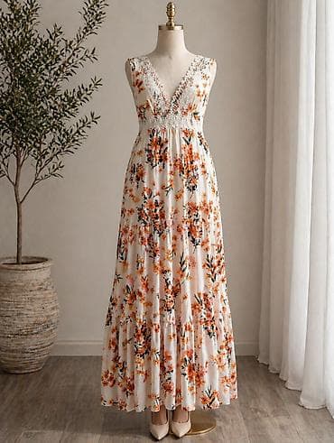 🌸 Zərif çiçəkli uzun don satılır 🌸 90 AZN-ə alınıb, cəmi 1 dəfə