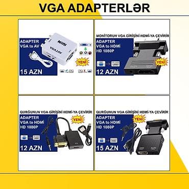 komputer manitorlari: VGA Adapterlər/Konverterlər (Çeviricilər) ⭐VGA to AV – 15 AZN ⭐VGA to — 1