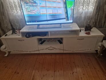 круглый стол трансформер: Б/у, Прямой ТВ стенд, С полками, Ламинат, Турция — 3