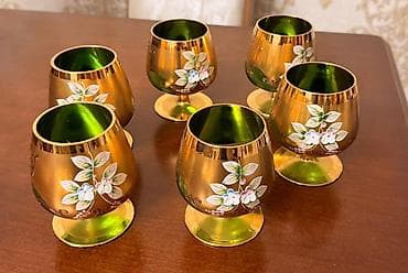 servant qablari: Qədəhlər, rəng - Qızılı, Şüşə, 6 ədədli dəst — 1