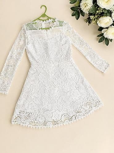 ən ucuz siqaret: Ağ rəngli, incə krujeva detallı qısa don. Dantel paltar - Model: Mini — 1