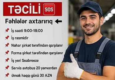 Vakansiya: Fəhlə axtarılır - İş saatı: 09:00–18:00 - İş rəsmi - Nahar at lalafo.az Vakansiya: Fəhlə axtarılır - İş saatı: 09:00–18:00 - İş rəsmi - Nahar