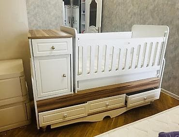 Колыбели: Çoxfunksiyalı uşaq beşiyi və komodlu modul - Rəng: ağ korpus, ağ — 1