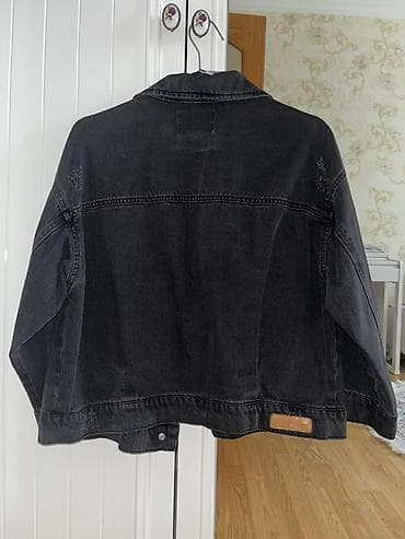 Pencəklər: Qara denim cins gödəkçə - Klassik düz yaxalı model - Rəng: tünd — 2