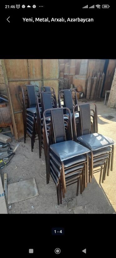 stol və stul dəstləri: Yeni, Kvadrat masa, 8 stul, Açılmayan, Stullar ilə, Metal, Azərbaycan — 8