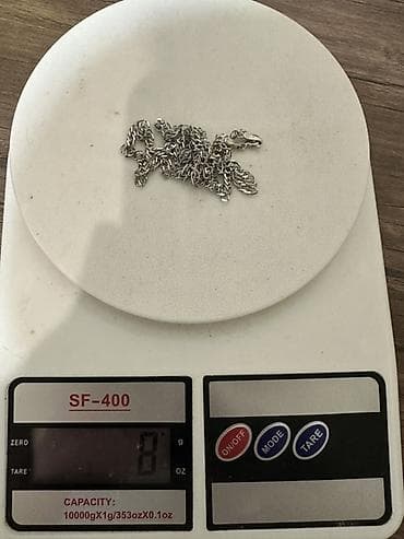 Бижутерия: Gümüş rəngli zəncir boyunbağı - Material: metal (gümüşü rəng) - — 1