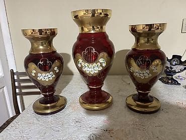 Dekorativ qab-qacaq dəsti - 3 ədəd qara-mavi rəngli bəzəkli meyvə/gül — 2