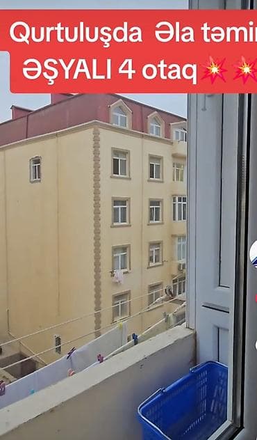 gunluk kiraye ev: Qurtuluşda tam əşyalı 4 otaqlı mənzil - Plan: ayrı mətbəx, geniş — 2