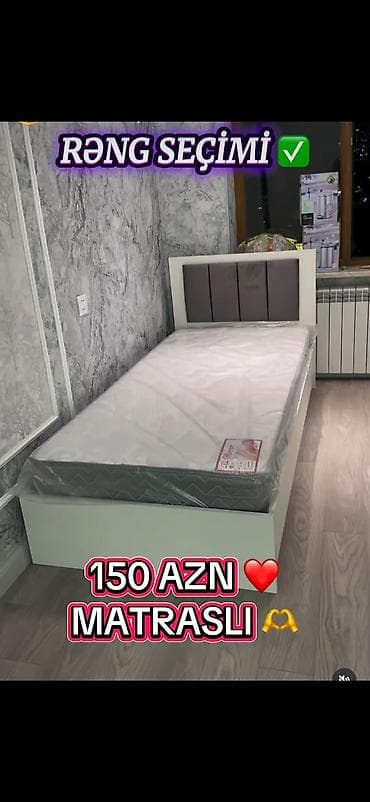 matras olculeri: Tək nəfərlik çarpayı – matrassla birlikdə. - Başlıq hissəsi yumşaq — 1