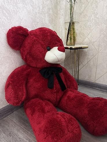 oyuncaqlar maşın: Böyük ölçülü plyuş ayı oyuncağı - Rəng: tünd qırmızı (şərab rəngi) — 2