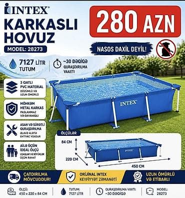 Yeni Karkas hovuzu Intex, 4.1 - 5 m, ≥ 5001 l