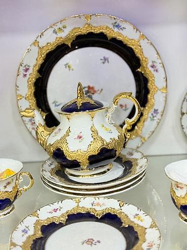 fırst class cay: Çay dəsti, rəng - Ağ, Kobalt, Almaniya — 4