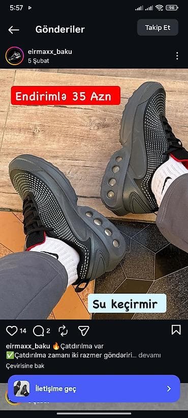 ayaqqabı kişi: Unisex idman ayaqqabısı – boz və qara rəng kombinasiyası, mesh üst — 2