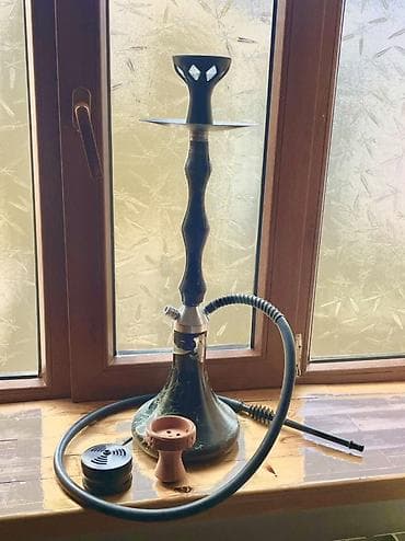 hind aksesuarlari: Nargilə dəsti - Klassik dizaynlı şüşə kolba və metaldan şaquli şaft - — 1