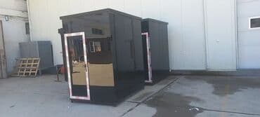 pos terminal: Hazır, yüngül konstruksiyalı mühafizə kabinələri. Bu kabinələr — 2