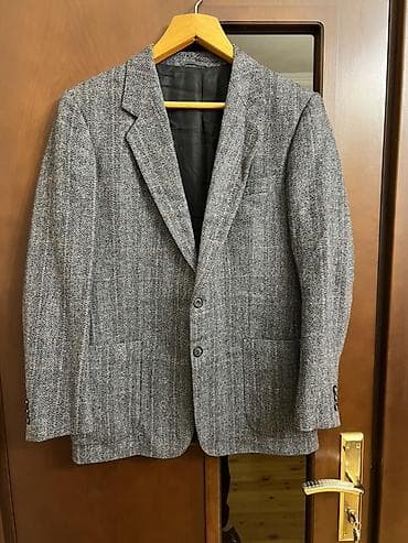 polis geyim: Kişi üçün klassik tweed blazer - Parça: boz rəngdə, balıqqulağı — 2