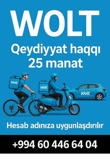 woltda işləmək: Sürücü-kuryer tələb olunur, Nəqliyyat təmin edilir, Ayda 2 dəfə ödəniş, Təcrübəsiz — 1