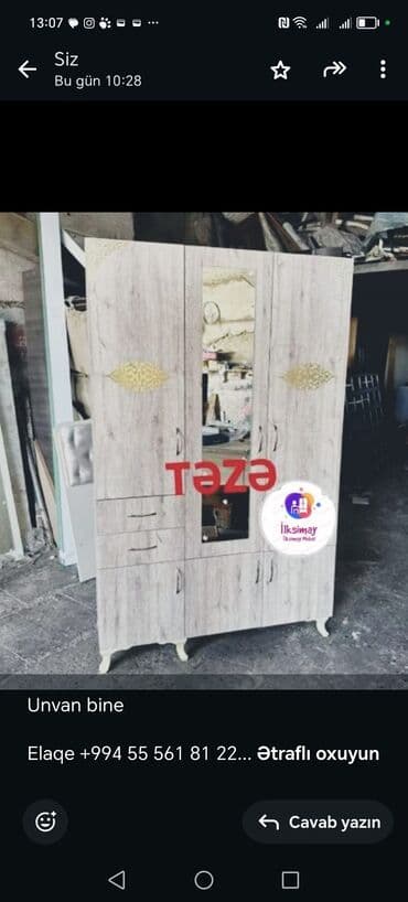 qapi: Yeni, Açılan, 1 qapı Düz dolab, Dolab-asılqan — 15