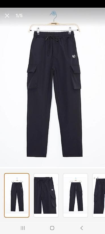 dini paltar: Qara rəngli kişi cargo şalvarı - Model: düz kəsim, cargo üslubu - — 3