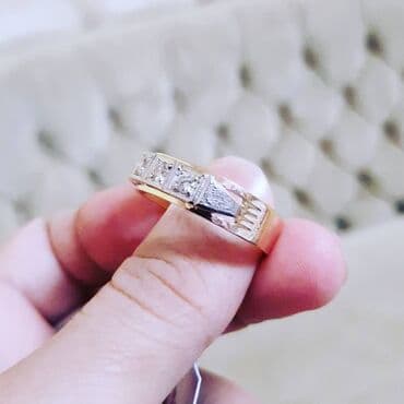 gümüş kişi üzükleri: Nişan, Üzük, Sarı qızıl, 750 Əyar, Brilyant — 3