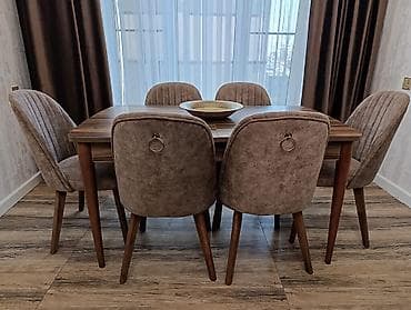 Qonaq otağı üçün, İşlənmiş, Kvadrat masa, 6 stul