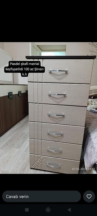 paltar dolabı qiymetleri: Pasdel şkafı – material keyfiyyətli. - 6 çekməcəli komod - Açıq — 1